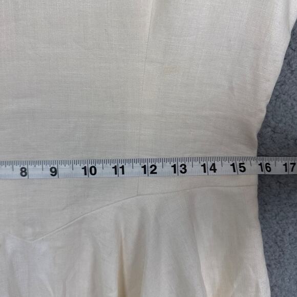 Vintage Jessica McClintock Linen & Lace Peplum Dress Cottagecore  Rare Unique - Picture 11 of 15